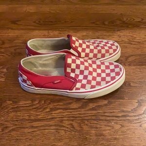 Women’s red checker print vans size 9 in used condition